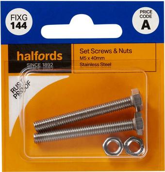 Halfords Set Screws & Nuts M5 x 40mm (FIXG144)