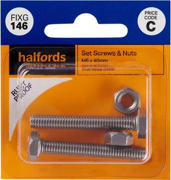 Halfords Set Screws and Nuts M6 x 40mm (FIXG146)