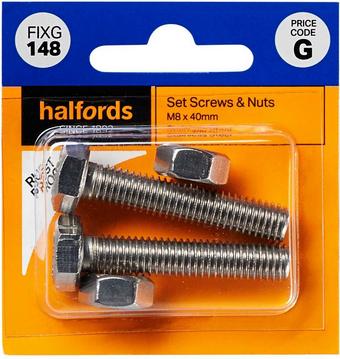 Halfords Set Screws and Nuts M8 x 40mm (FIXG148)