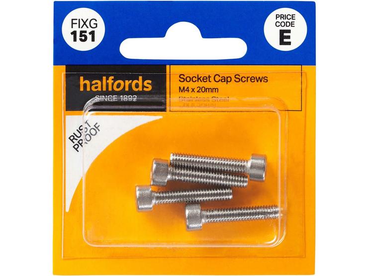 Halfords Socket Cap Screws M4 x 20mm (FIXG151)