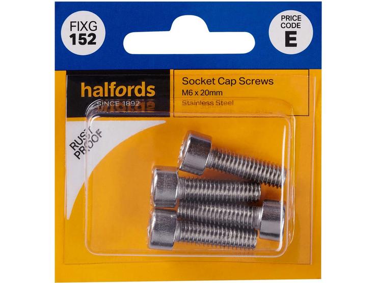 Halfords Socket Cap Screws M6 x 20mm (FIXG152)