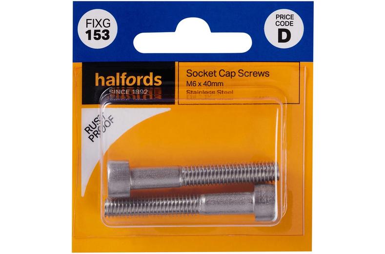 Halfords Socket Cap Screws M6 x 40mm (FIXG153) Halfords Socket Cap Screws M6 x 40mm (FIXG153)