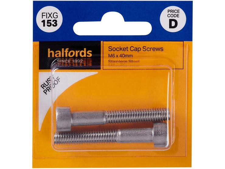 Halfords Socket Cap Screws M6 x 40mm (FIXG153)