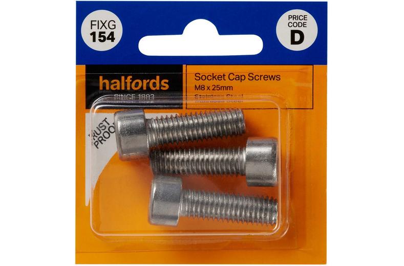 Halfords Socket Cap Screws M8 x 25mm (FIXG154) Halfords Socket Cap Screws M8 x 25mm (FIXG154)