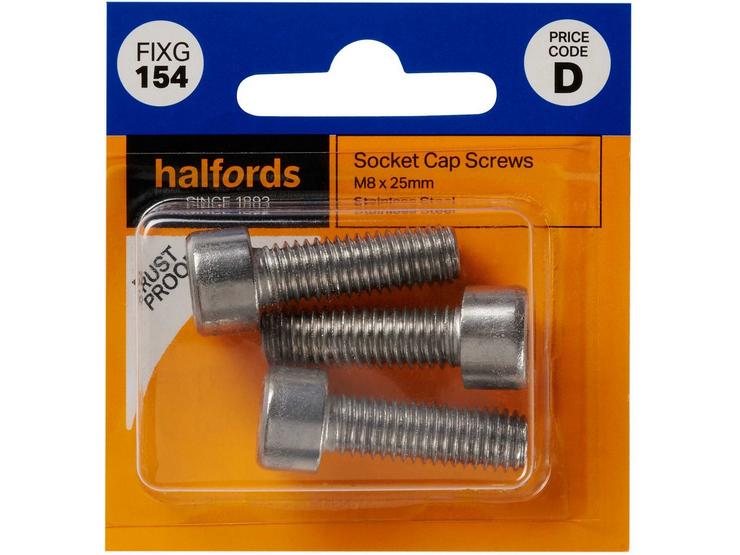 Halfords Socket Cap Screws M8 x 25mm (FIXG154)