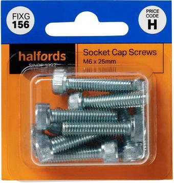 Halfords Socket Cap Screw M6 x 25mm (FIXG156)