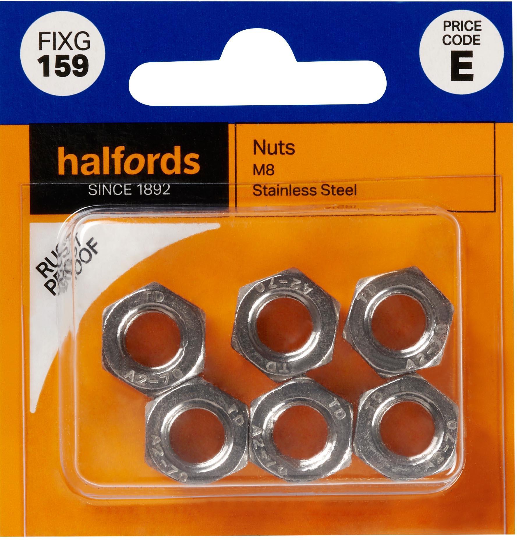 Halfords Nuts Stainless Steel M8 (FIXG159)