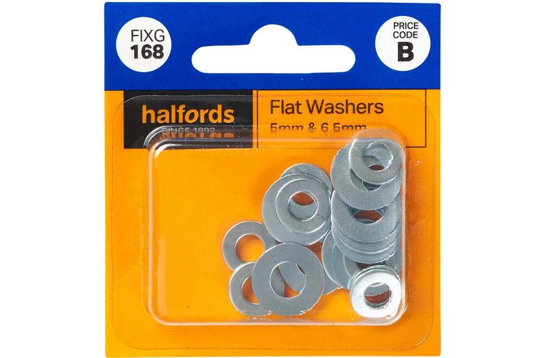 Halfords Flat Washers 5 & 6.5mm (FIXG168) Halfords Flat Washers 5 & 6.5mm (FIXG168)