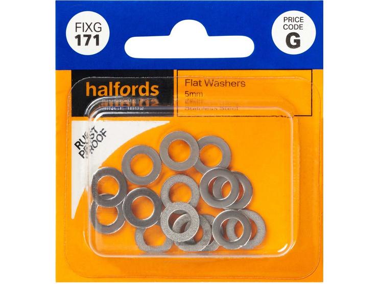 Halfords Flat Washers 5mm (FIXG171)
