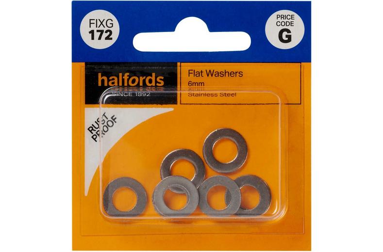 Halfords Flat Washers 6mm (FIXG172) Halfords Flat Washers 6mm (FIXG172)
