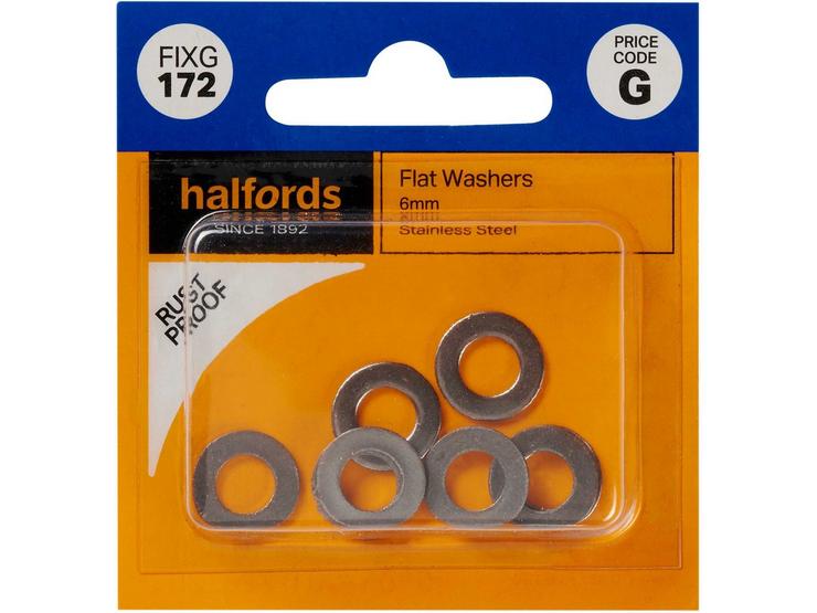 Halfords Flat Washers 6mm (FIXG172)