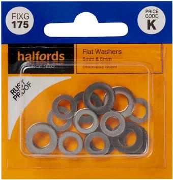 Halfords Assorted Flat Washers 5 & 6mm (FIXG175)