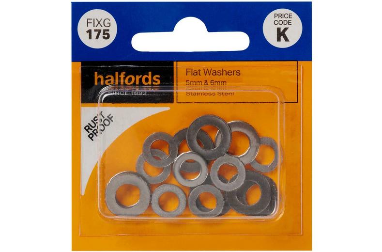Halfords Assorted Flat Washers 5 & 6mm (FIXG175) Halfords Assorted Flat Washers 5 & 6mm (FIXG175)