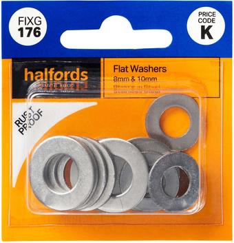 Halfords Assorted Flat Washers 8 & 10mm (FIXG176)