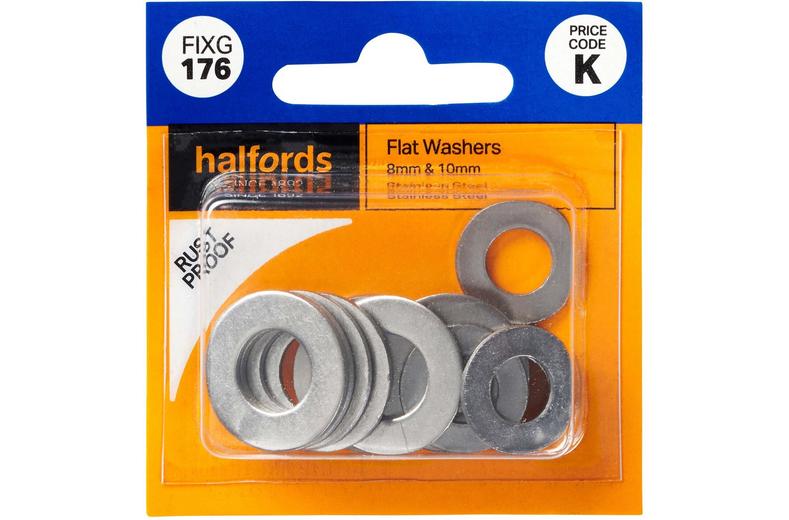 Halfords Assorted Flat Washers 8 & 10mm (FIXG176) Halfords Assorted Flat Washers 8 & 10mm (FIXG176)