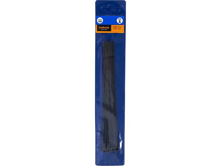 Halfords Cable Ties 200mm Black (FIXG182)