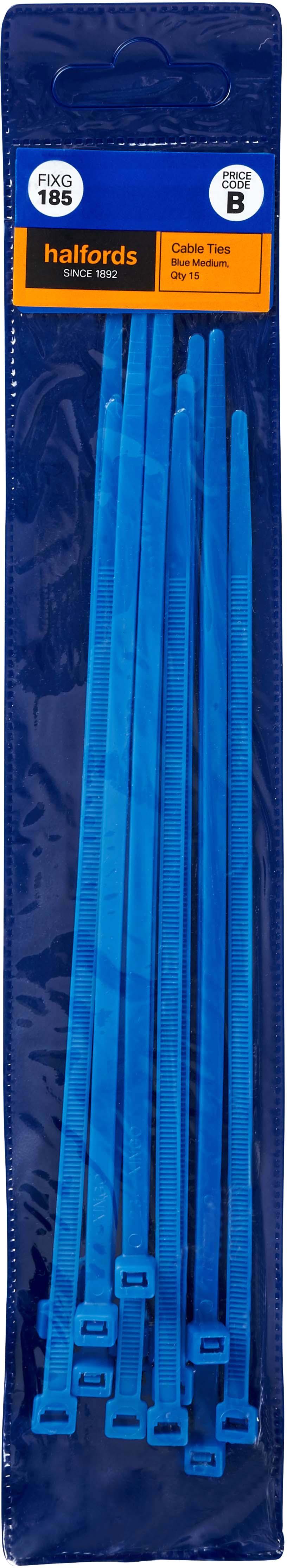 Halfords Cable Ties 200mm Blue (FIXG185)