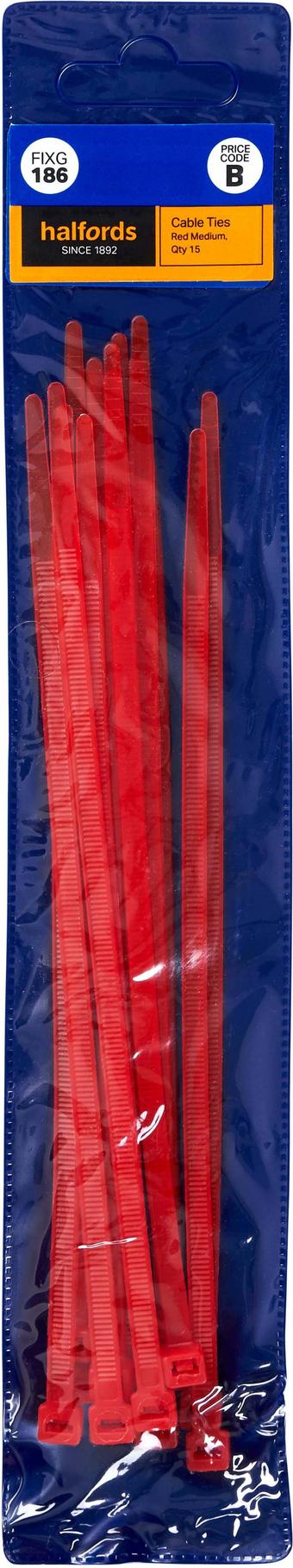 Halfords Cable Ties 200mm Red (FIXG186)