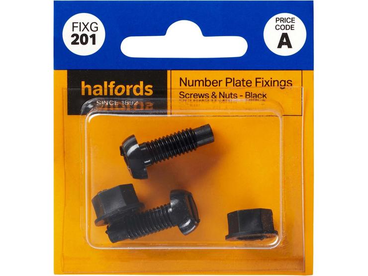 Halfords Number Plate Fixings Black (FIXG201)