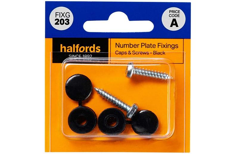 Halfords Number Plate Screws and Caps - Black (FIXG203) Halfords Number Plate Screws and Caps - Black (FIXG203)