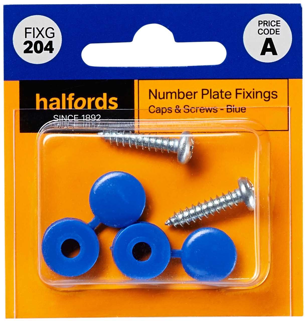 Halfords Number Plate Screws and Caps - Blue (FIXG204)