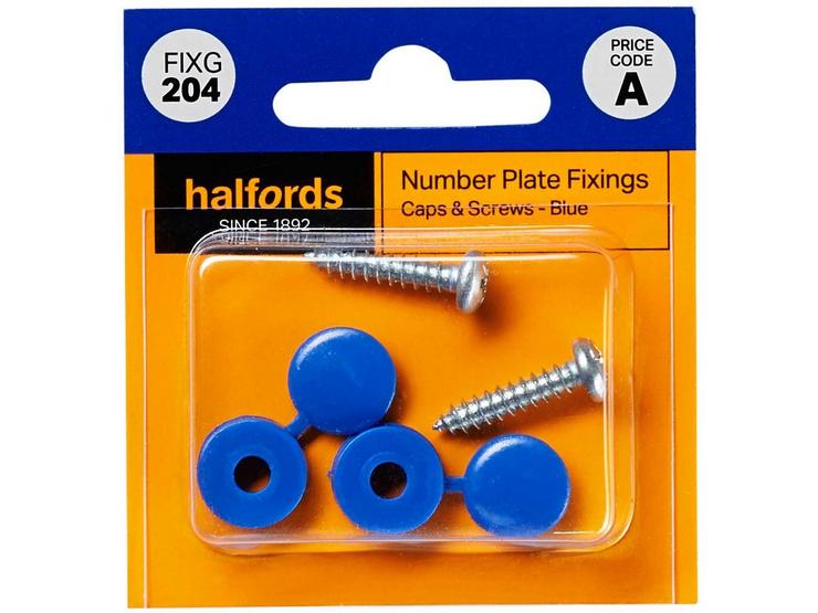 Halfords Number Plate Screws and Caps - Blue (FIXG204)