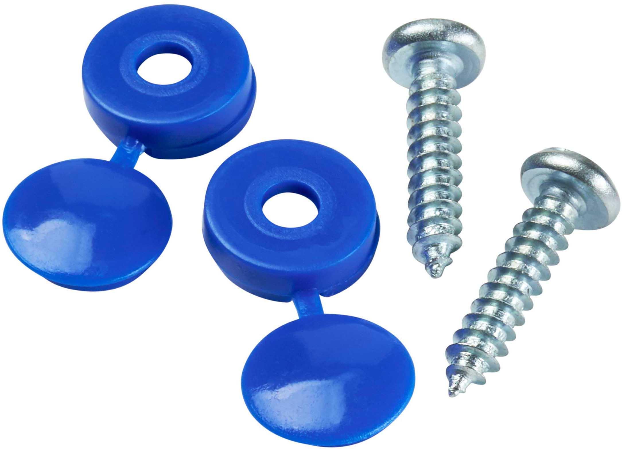 Halfords Number Plate Screws and Caps - Blue (FIXG204)