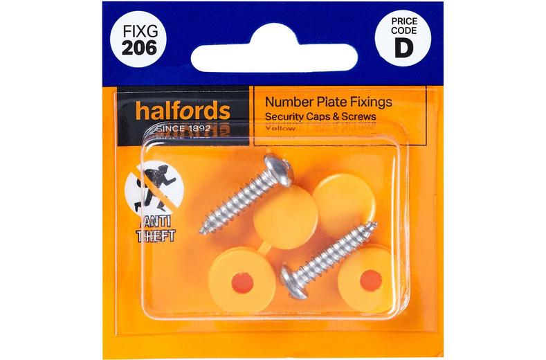 Halfords Number Plate Screws and Caps - Yellow (FIXG206) Halfords Number Plate Screws and Caps - Yellow (FIXG206)