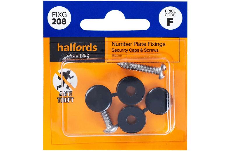 Halfords Number Plate Screws and Caps - Black (FIXG208) Halfords Number Plate Screws and Caps - Black (FIXG208)