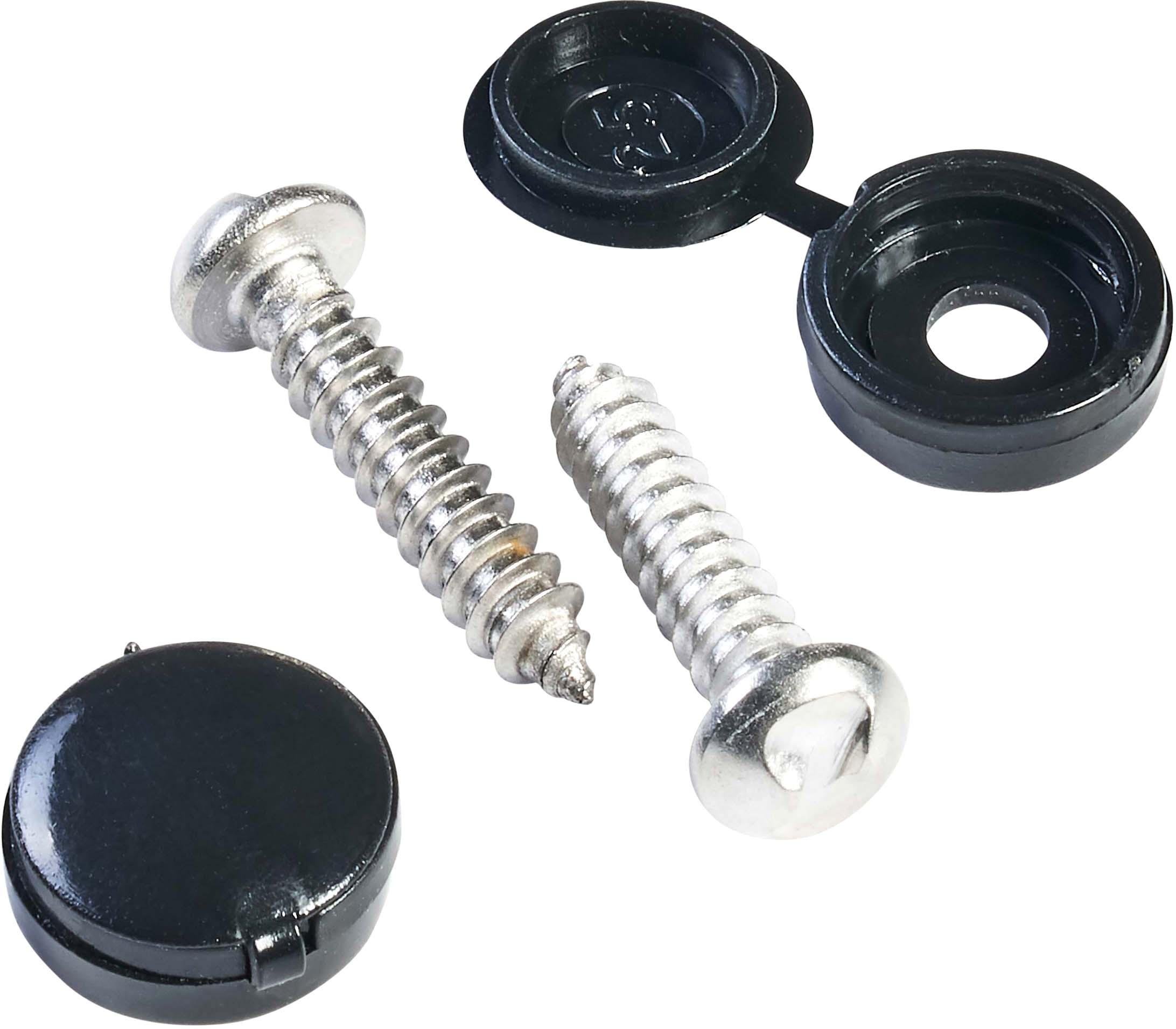 Halfords Number Plate Screws and Caps - Black (FIXG208)