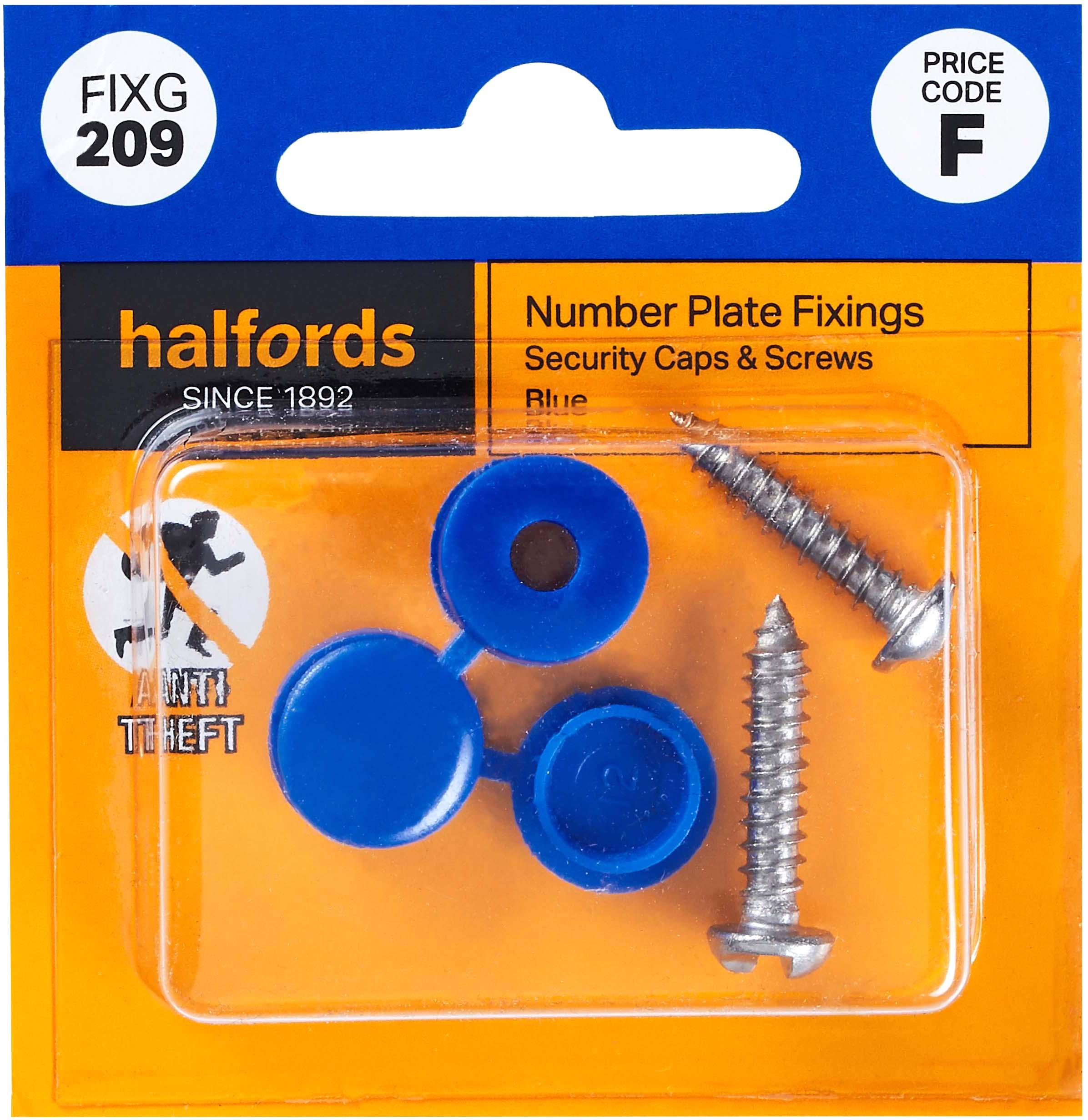 Halfords Number Plate Screws and Caps - Blue (FIXG209)