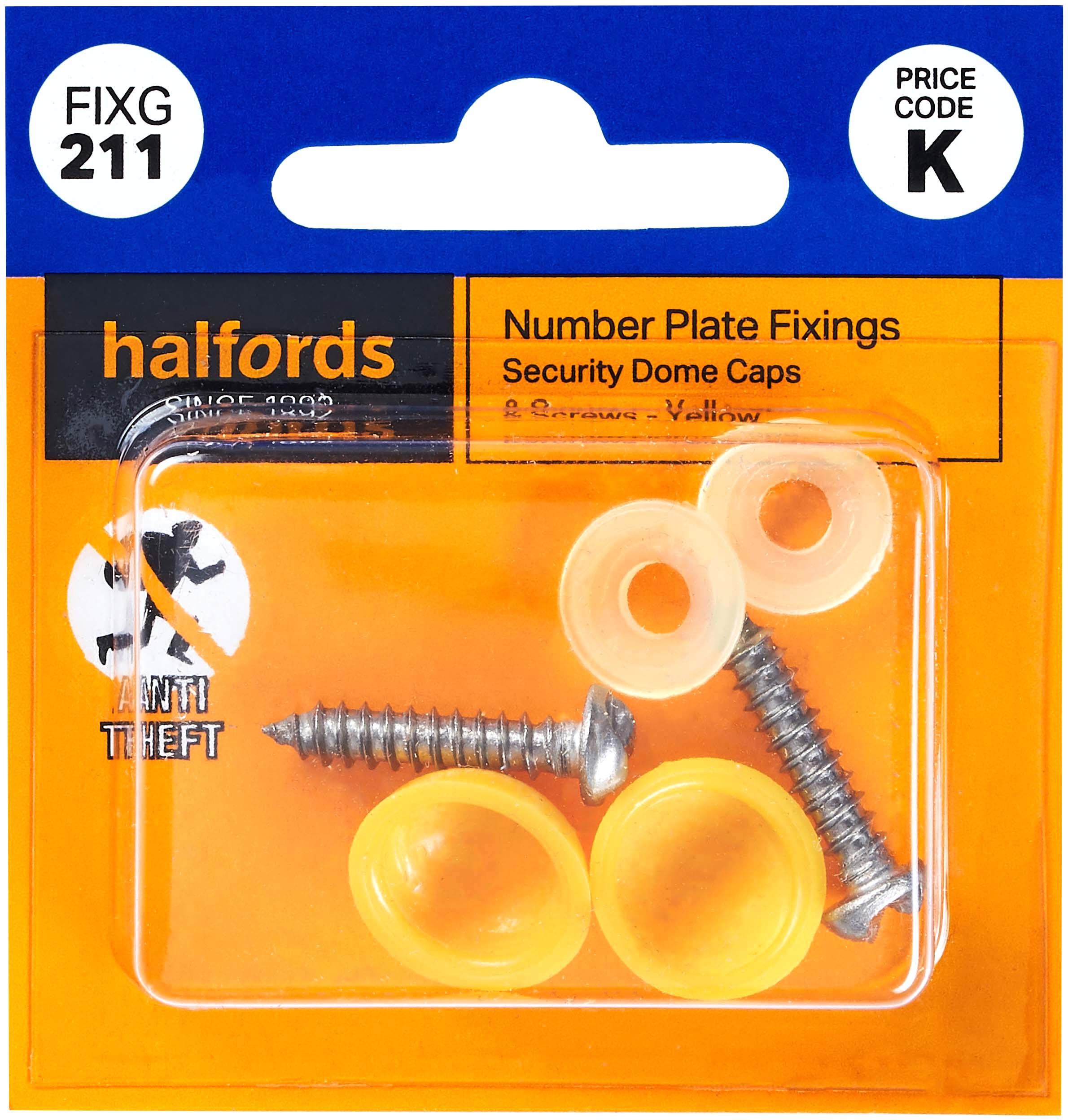 Halfords Number Plate Screws and Caps - Yellow (FIXG211)