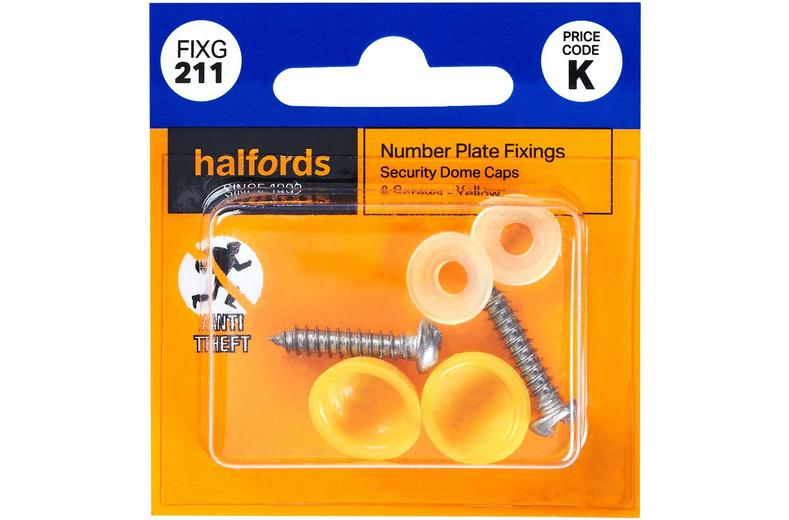 Halfords Number Plate Screws and Caps - Yellow (FIXG211) Halfords Number Plate Screws and Caps - Yellow (FIXG211)