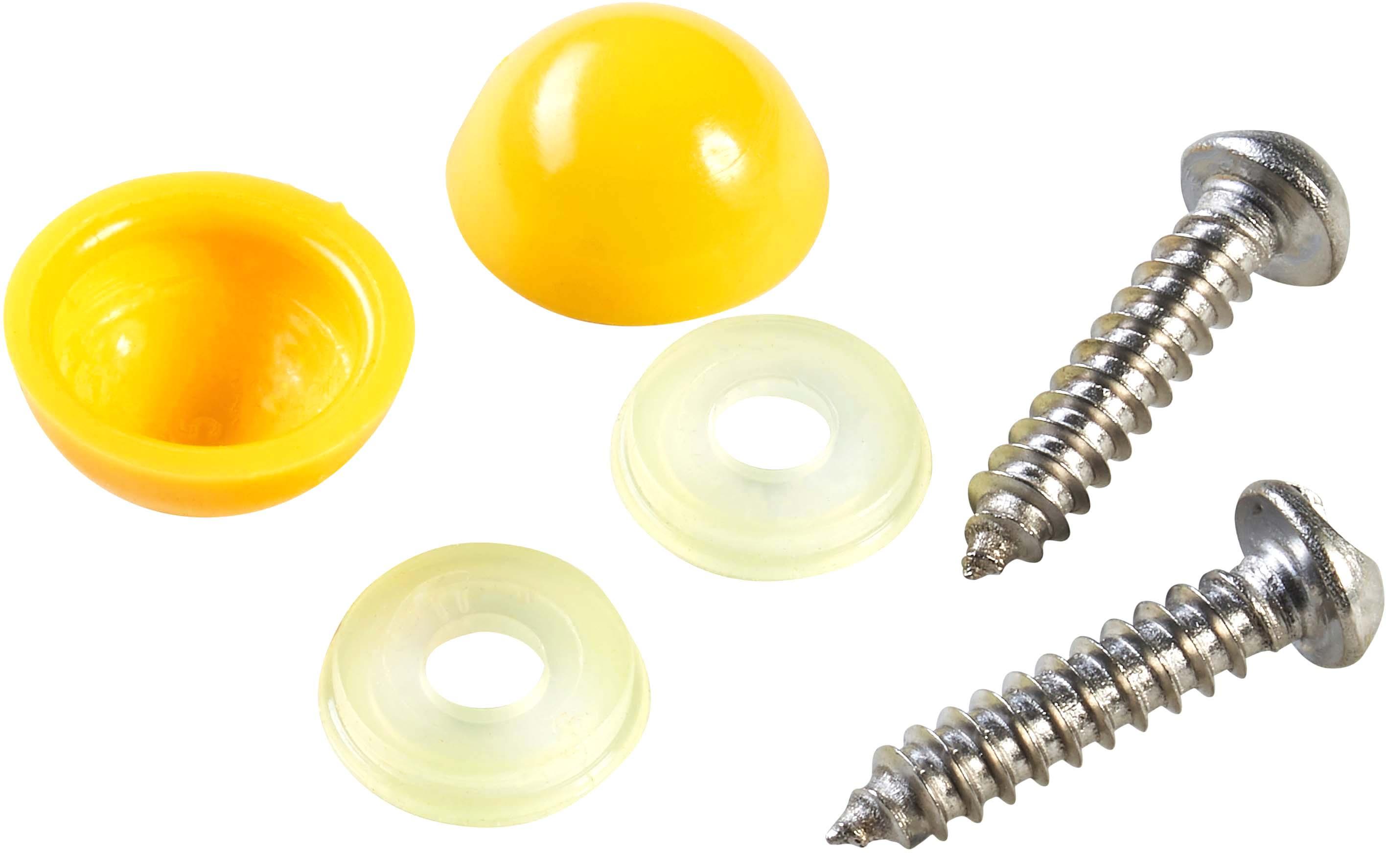 Halfords Number Plate Screws and Caps - Yellow (FIXG211)