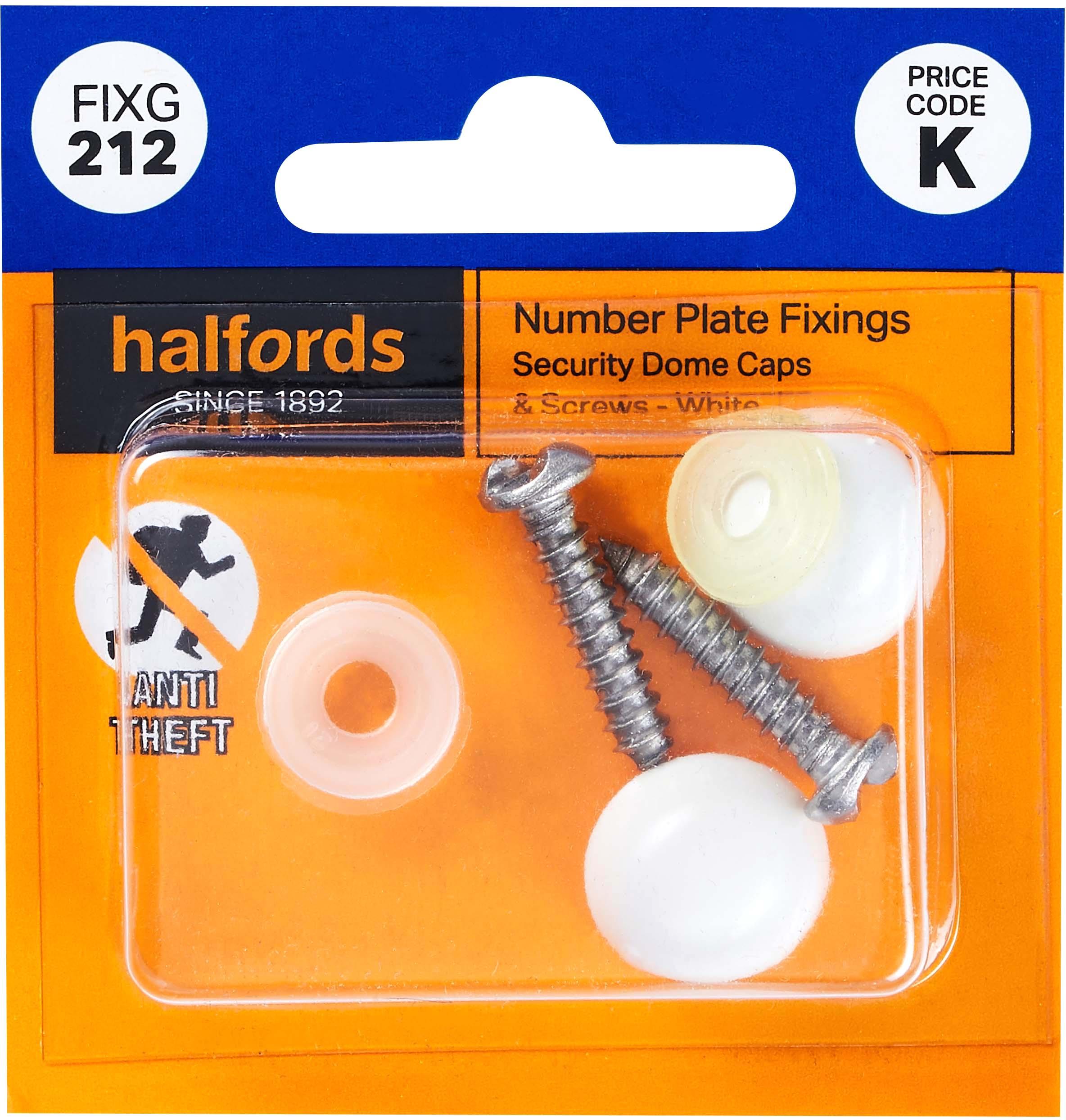 Halfords Number Plate Screws and Caps - White (FIXG212)