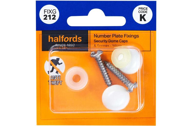 Halfords Number Plate Screws and Caps - White (FIXG212) Halfords Number Plate Screws and Caps - White (FIXG212)