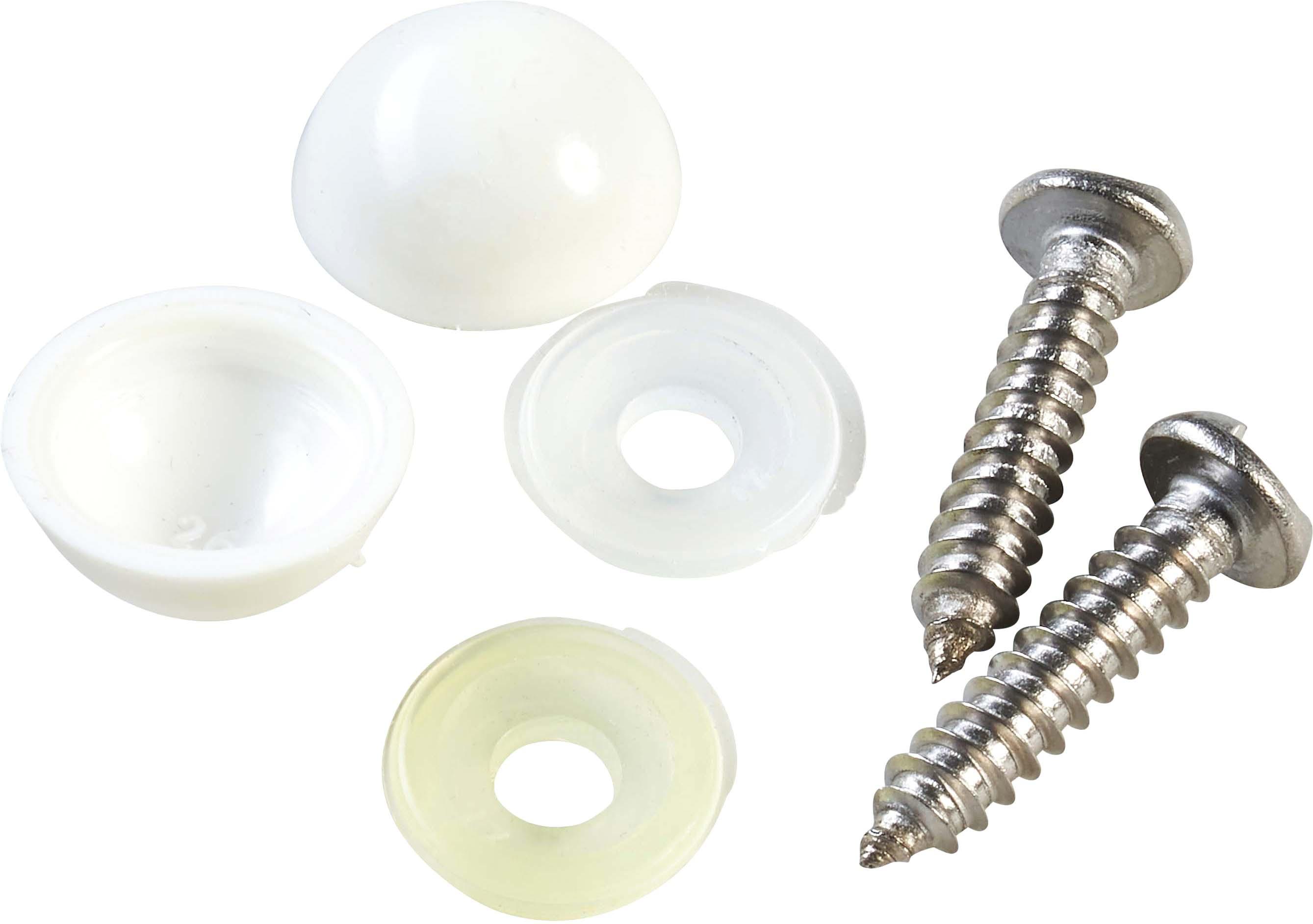 Halfords Number Plate Screws and Caps - White (FIXG212)