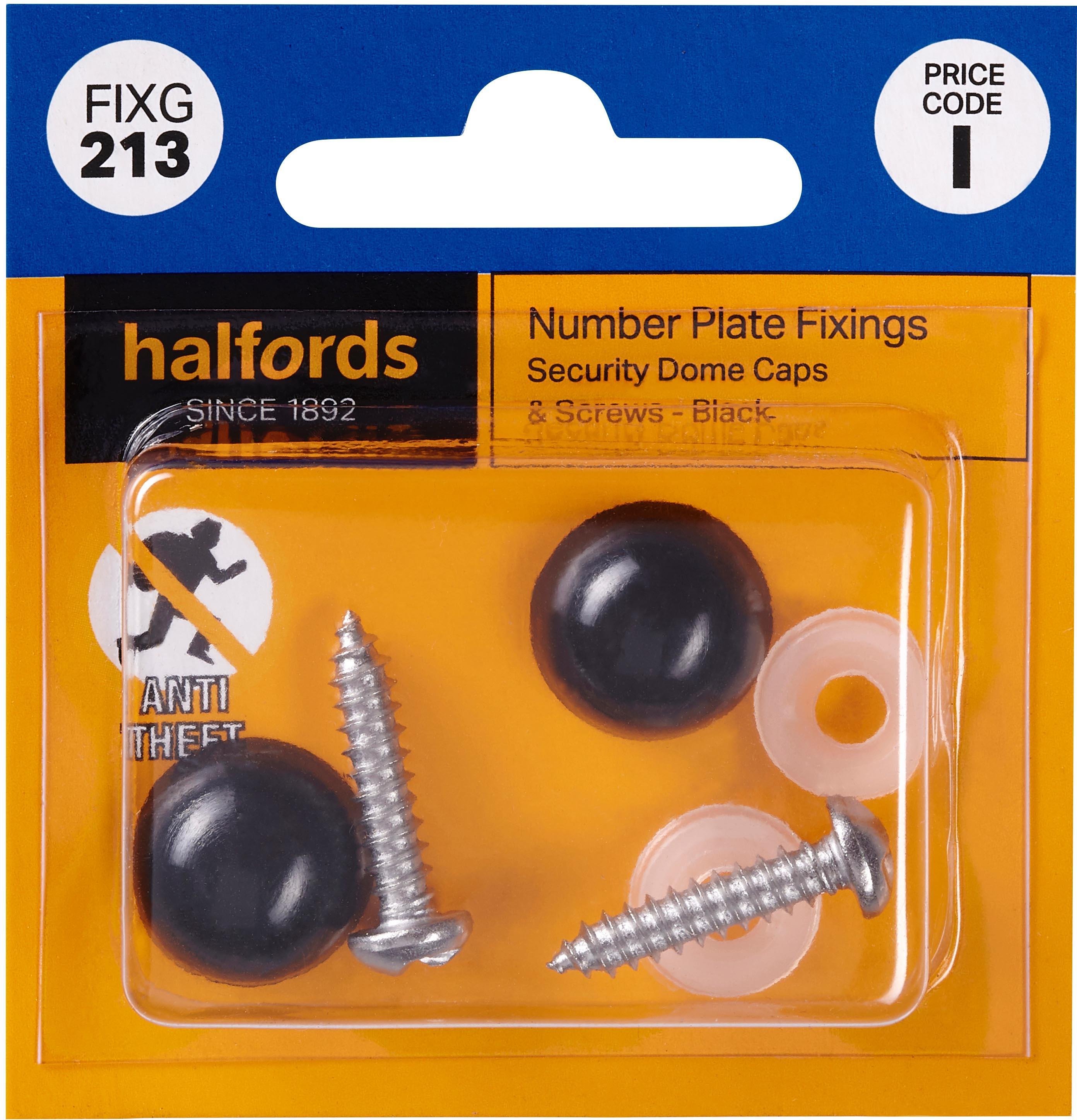 Halfords Number Plate Screws and Caps - Black (FIXG213)