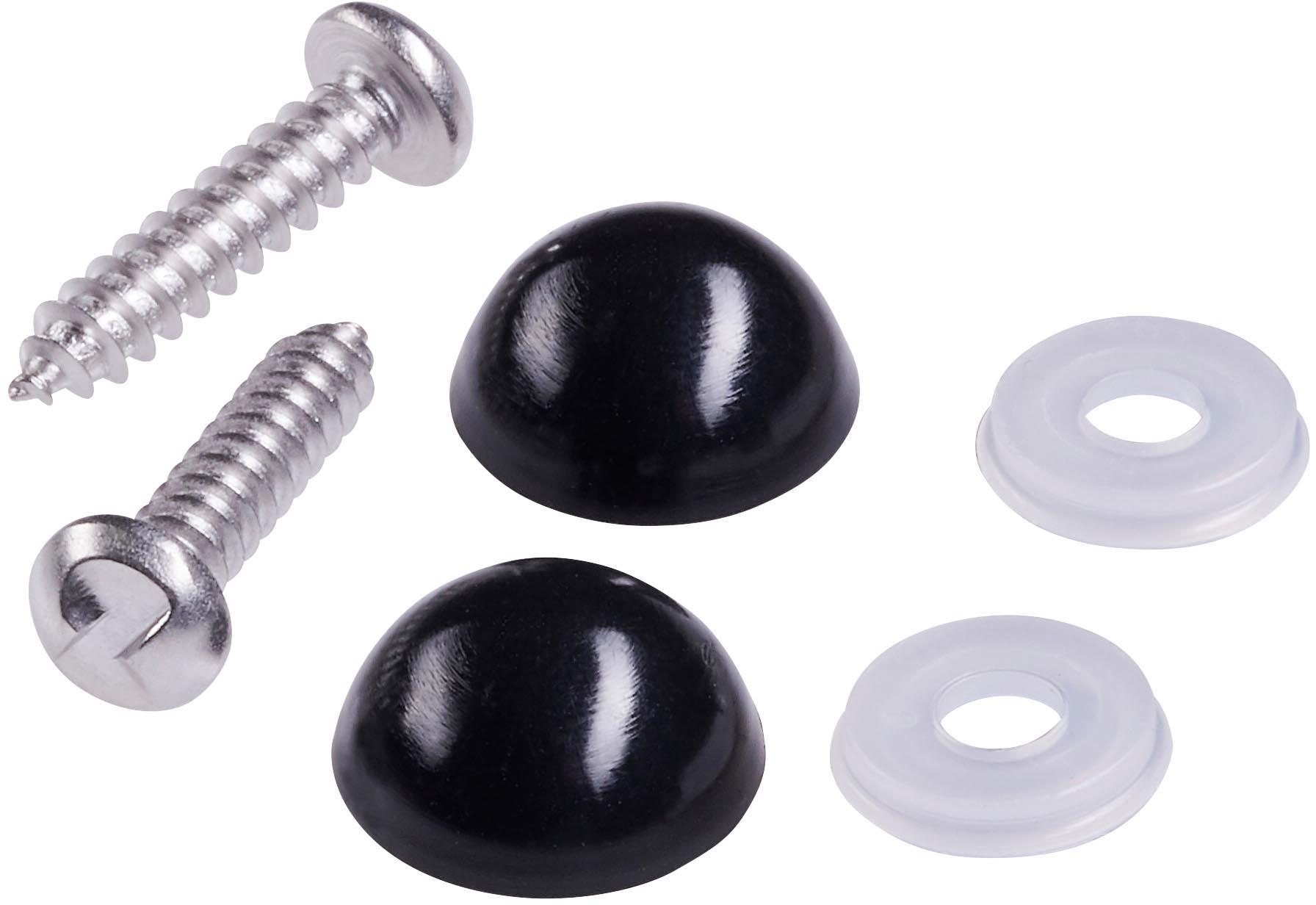 Halfords Number Plate Screws and Caps - Black (FIXG213)