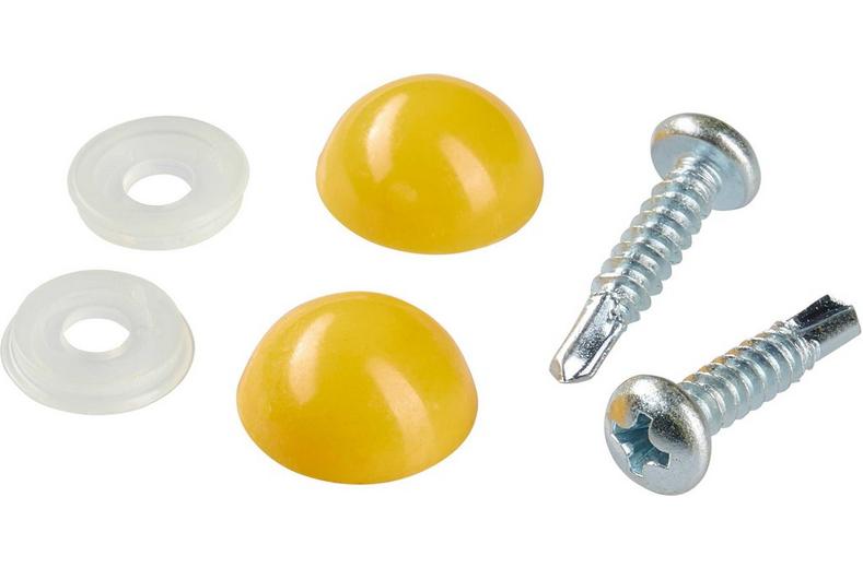 Halfords Number Plate Self Drill Screw & Cap Yellow (HFX687) Halfords Number Plate Self Drill Screw & Cap Yellow (HFX687)