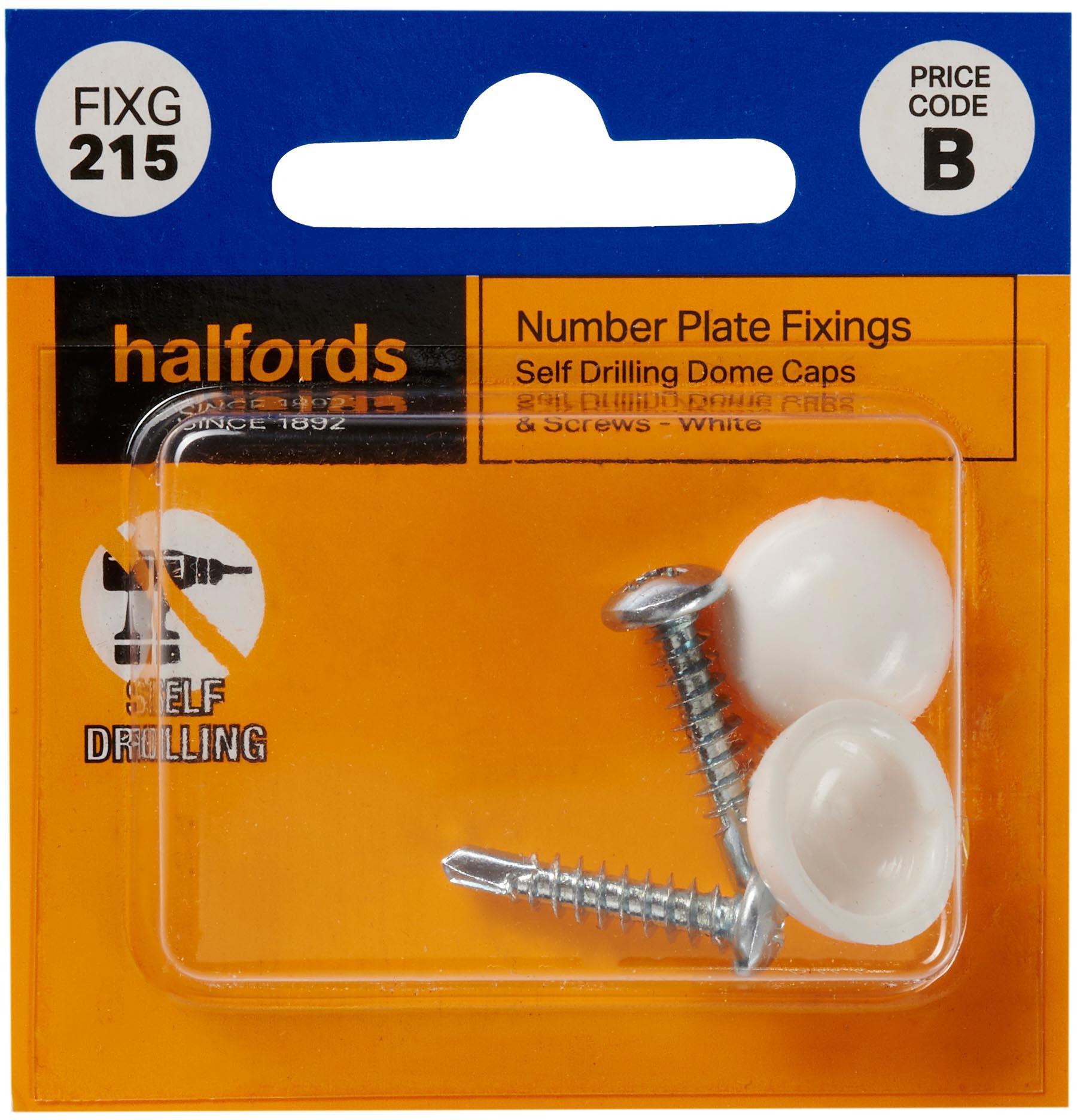 Halfords Number Plate Self Drill Screw & Cap White (FIXG215)