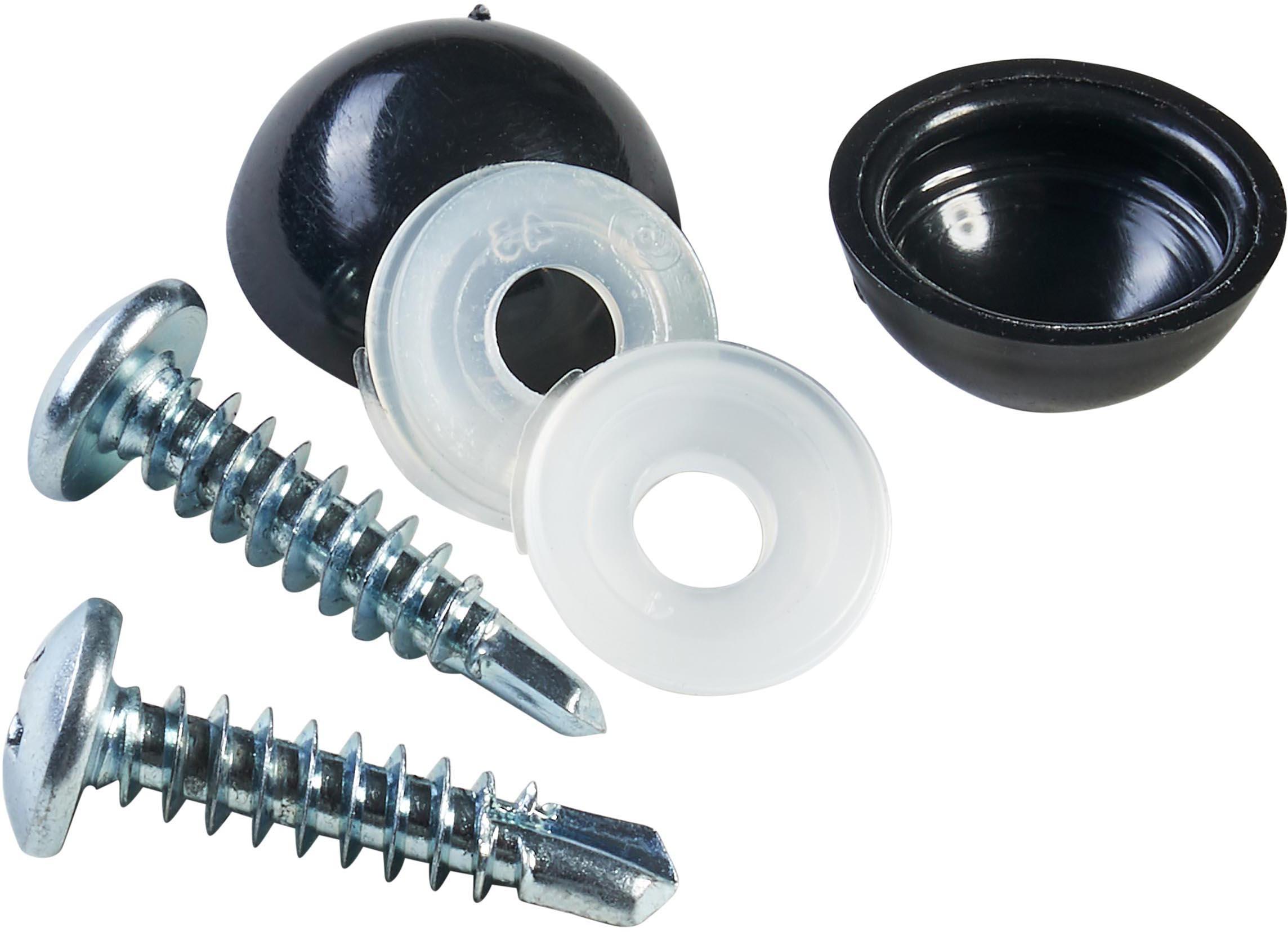 Halfords Number Plate Self Drill Screw & Cap Black (FIXG216)