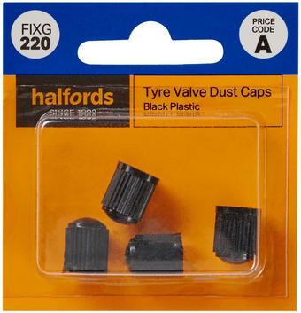 Halfords Tyre Valve Dust Caps - Black (FIXG220)