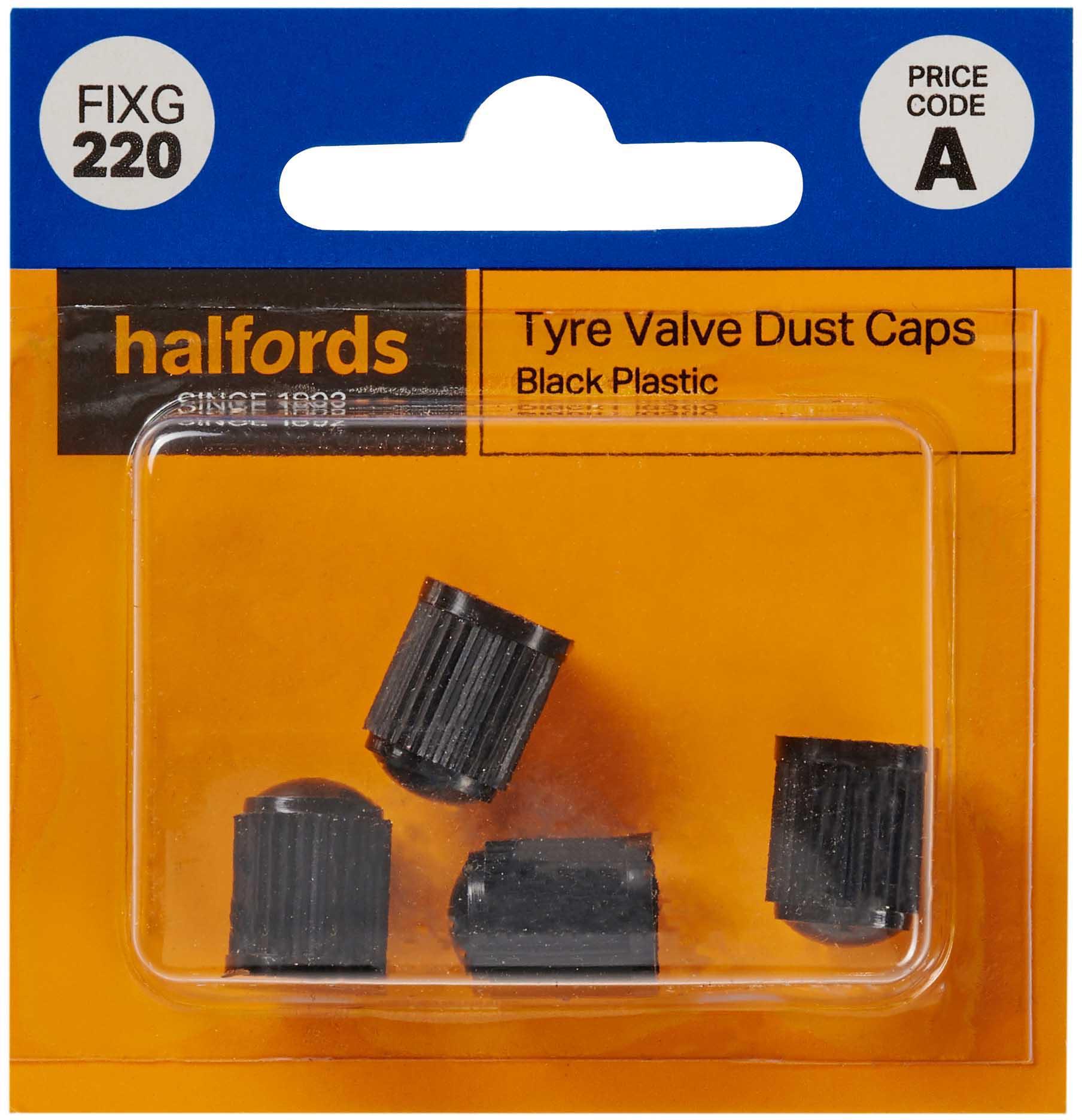 Halfords Tyre Valve Dust Caps Black (FIXG220) Halfords UK