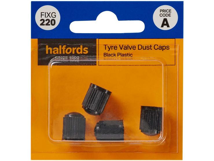 Halfords Tyre Valve Dust Caps - Black (FIXG220)