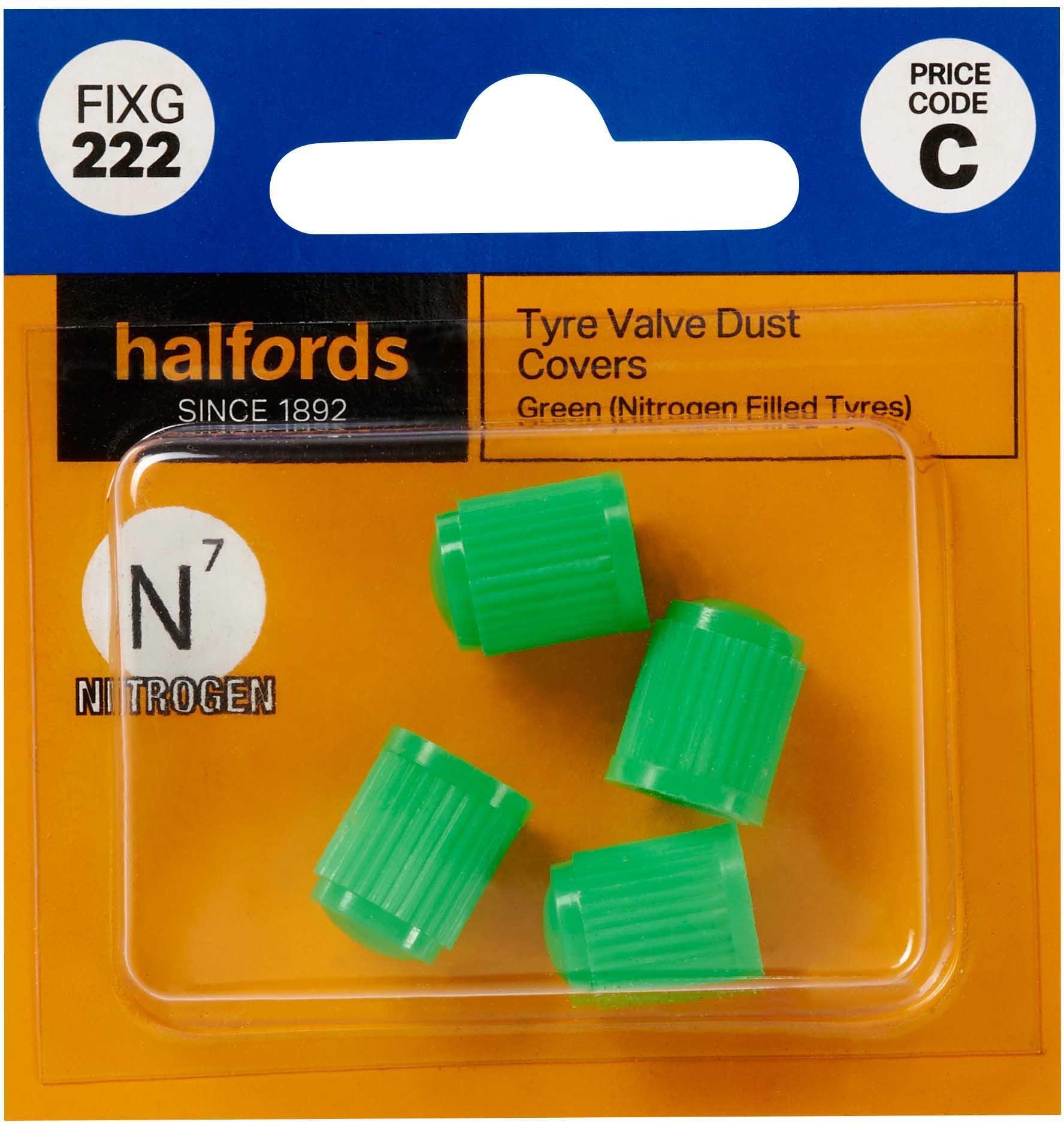 Halfords Tyre Valve Dust Caps - Green (FIXG222)