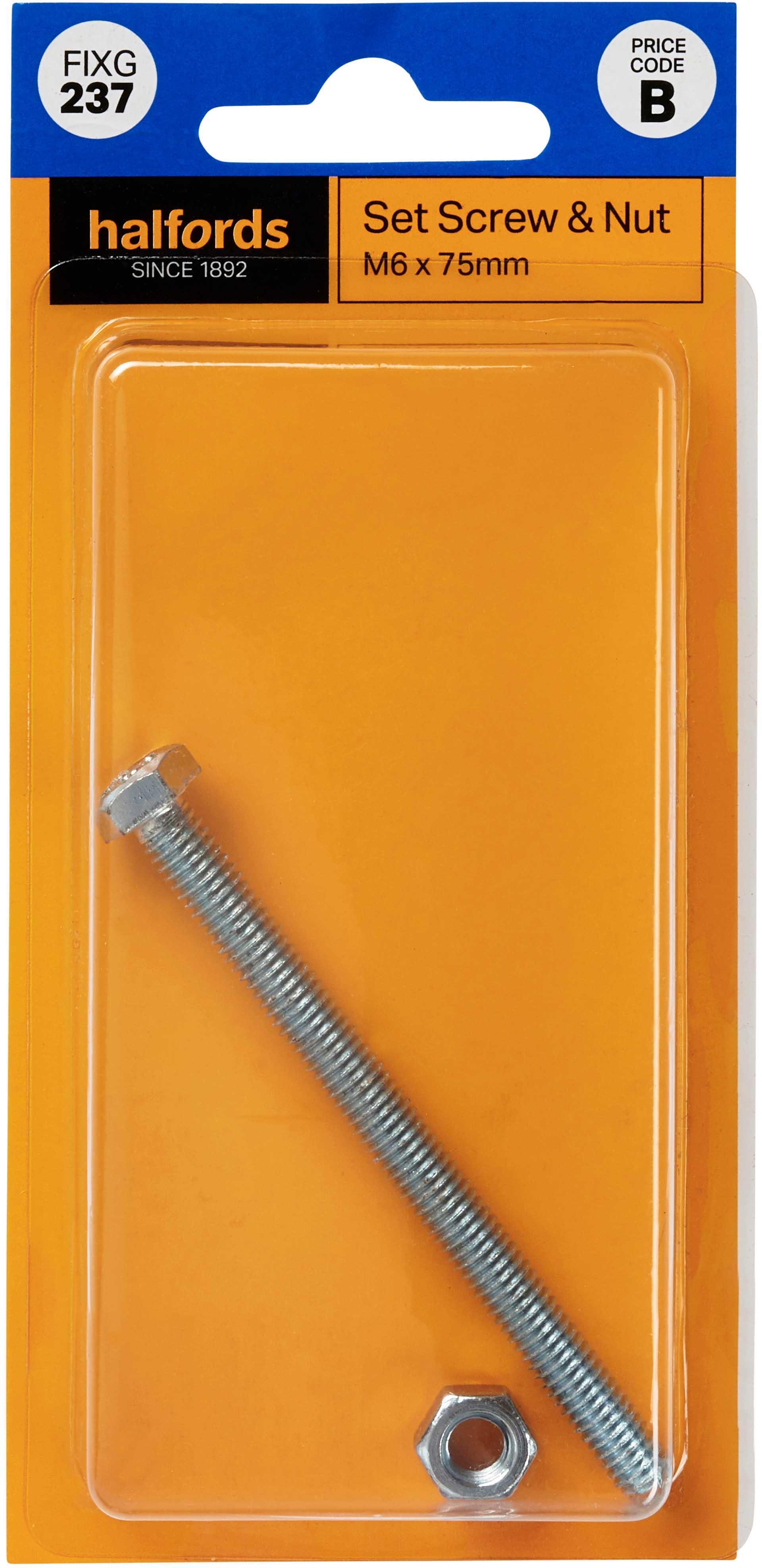 Halfords Set Screws & Nuts M6 x 75mm (FIXG237)