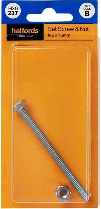 Halfords Set Screws & Nuts M6 x 75mm (FIXG237)