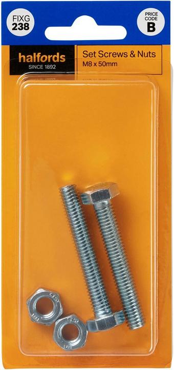 Halfords Set Screw & Nut M8 x 50mm (FIXG238)
