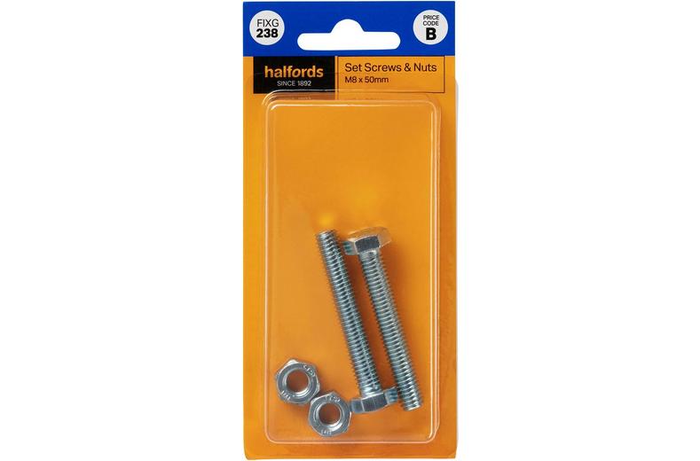 Halfords Set Screw & Nut M8 x 50mm (FIXG238) Halfords Set Screw & Nut M8 x 50mm (FIXG238)